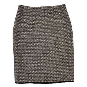 J. Crew Women's Black/White Textured Pencil Skirt With Fringe Hem SIZE-10